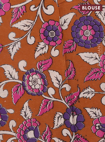 Mehendi Green & Rust Narayanpet Cotton - Kalamkari Blouse