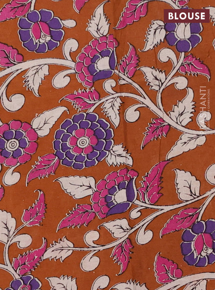 Yellow & Rust Narayanpet Cotton - Kalamkari Blouse