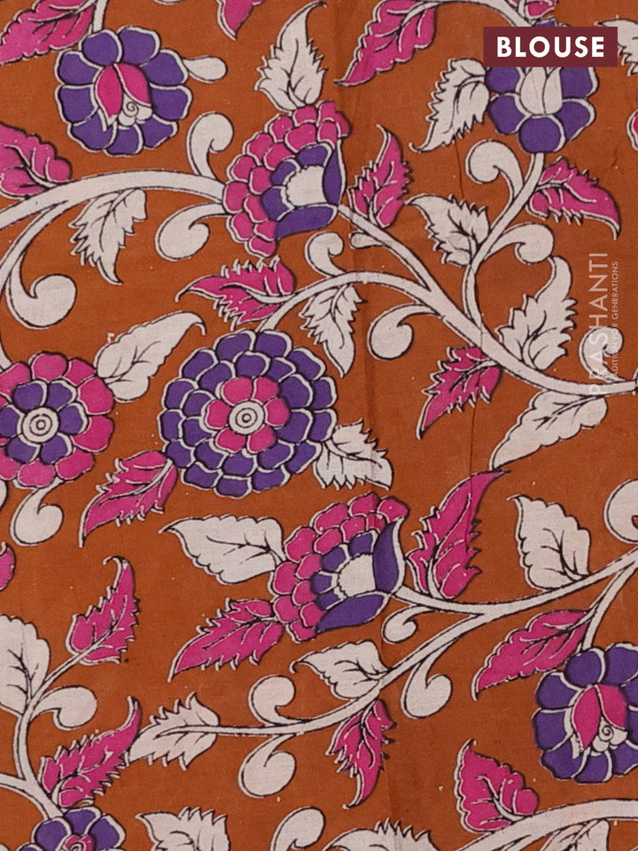 Yellow & Rust Narayanpet Cotton - Kalamkari Blouse