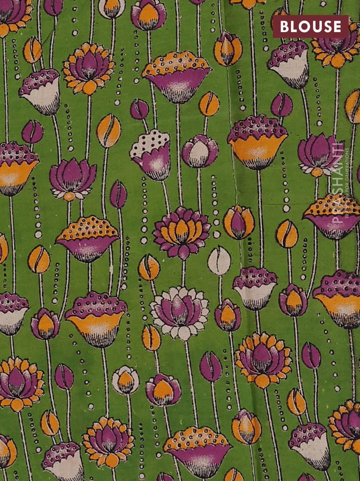 Bottle Green & Green Narayanpet Cotton - Kalamkari Blouse
