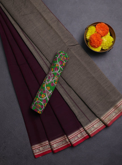 Magenta Pink & Green Narayanpet Cotton - Kalamkari Blouse