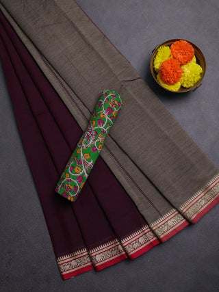 Magenta Pink & Green Narayanpet Cotton - Kalamkari Blouse