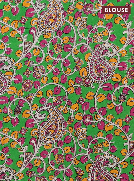Magenta Pink & Green Narayanpet Cotton - Kalamkari Blouse