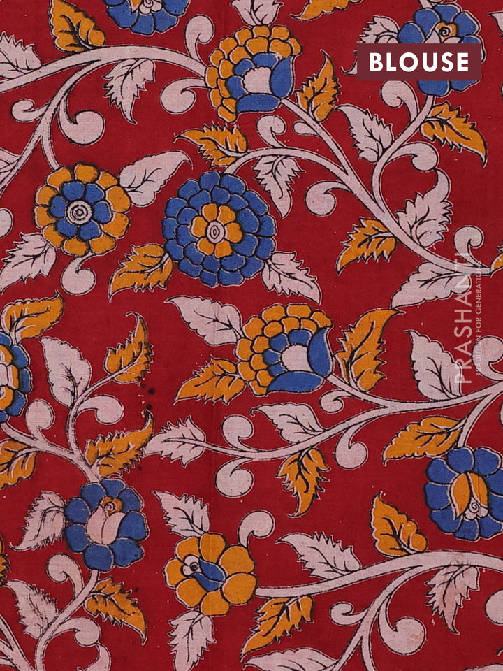 Green & Maroon Narayanpet Cotton - Kalamkari Blouse