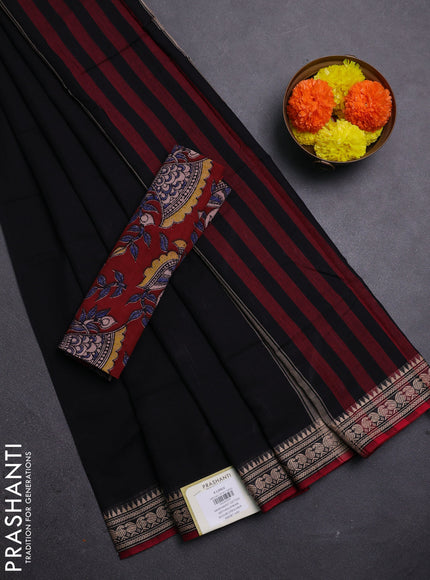 Black & Maroon Narayanpet Cotton - Kalamkari Blouse