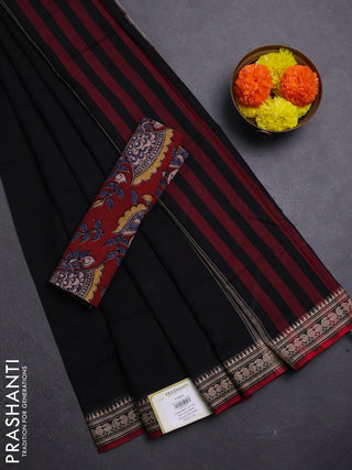 Black & Maroon Narayanpet Cotton - Kalamkari Blouse