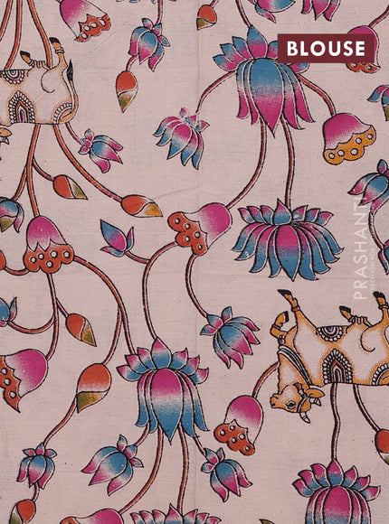 Green & Beige Narayanpet Cotton - Kalamkari Blouse