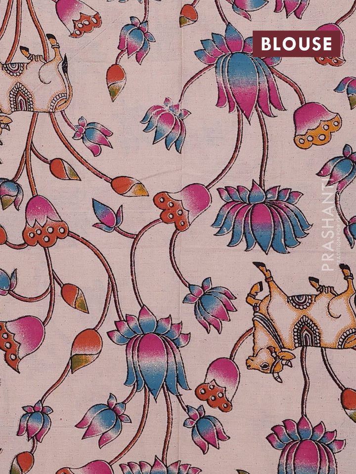 Green & Beige Narayanpet Cotton - Kalamkari Blouse