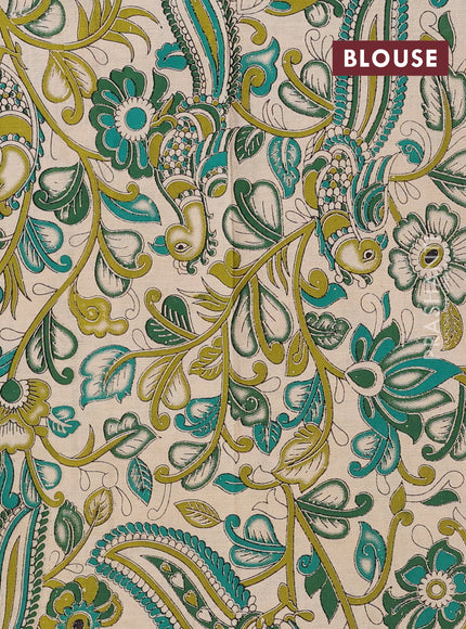 Violet & Beige Narayanpet Cotton - Kalamkari Blouse