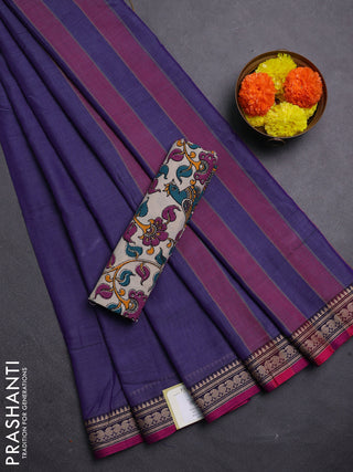 Violet & Beige Narayanpet Cotton - Kalamkari Blouse