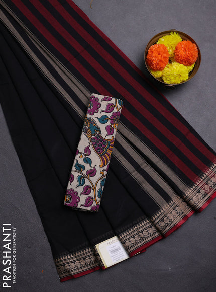 Black & Beige Narayanpet Cotton - Kalamkari Blouse