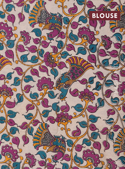 Black & Beige Narayanpet Cotton - Kalamkari Blouse