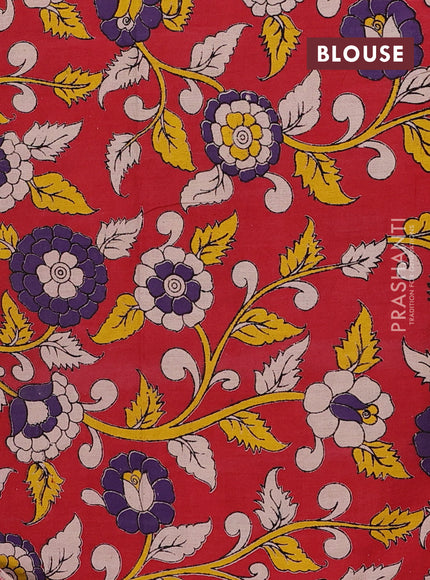 Grey & Red Narayanpet Cotton - Kalamkari Blouse
