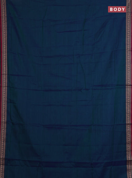 Peacock Blue & Maroon Narayanpet Cotton - Kalamkari Blouse