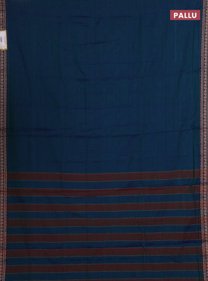 Peacock Blue & Maroon Narayanpet Cotton - Kalamkari Blouse