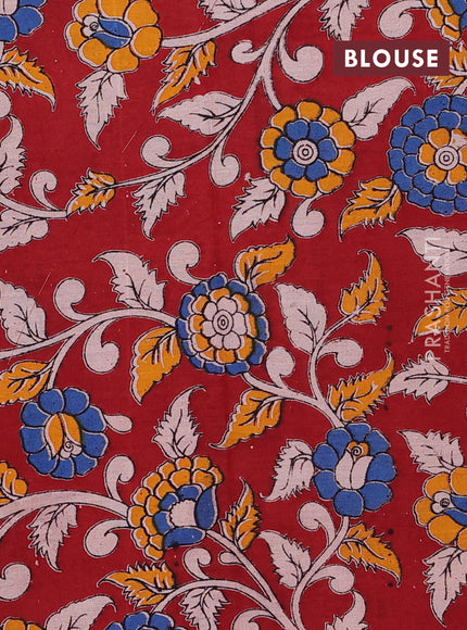 Peacock Blue & Maroon Narayanpet Cotton - Kalamkari Blouse