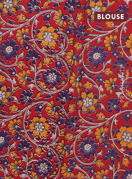 Black & Red Narayanpet Cotton - Kalamkari Blouse
