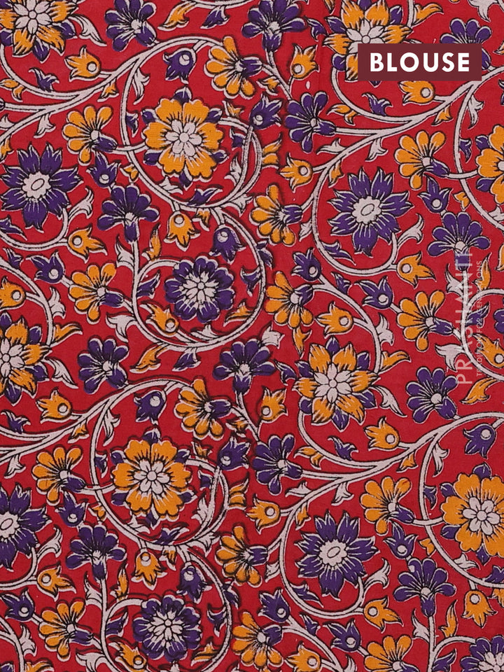 Black & Red Narayanpet Cotton - Kalamkari Blouse
