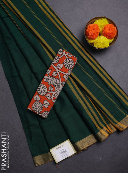 Green & Orange Narayanpet Cotton - Kalamkari Blouse