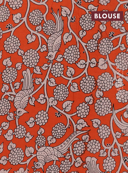Green & Orange Narayanpet Cotton - Kalamkari Blouse