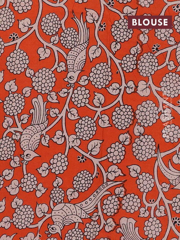 Green & Orange Narayanpet Cotton - Kalamkari Blouse