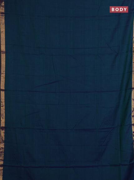 Peacock Blue & Orange Narayanpet Cotton - Kalamkari Blouse