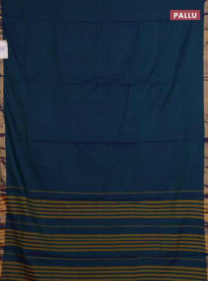 Peacock Blue & Orange Narayanpet Cotton - Kalamkari Blouse