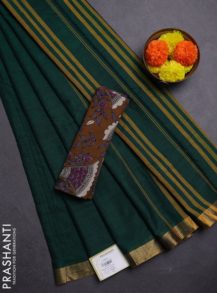 Green & Brown Narayanpet Cotton - Kalamkari Blouse