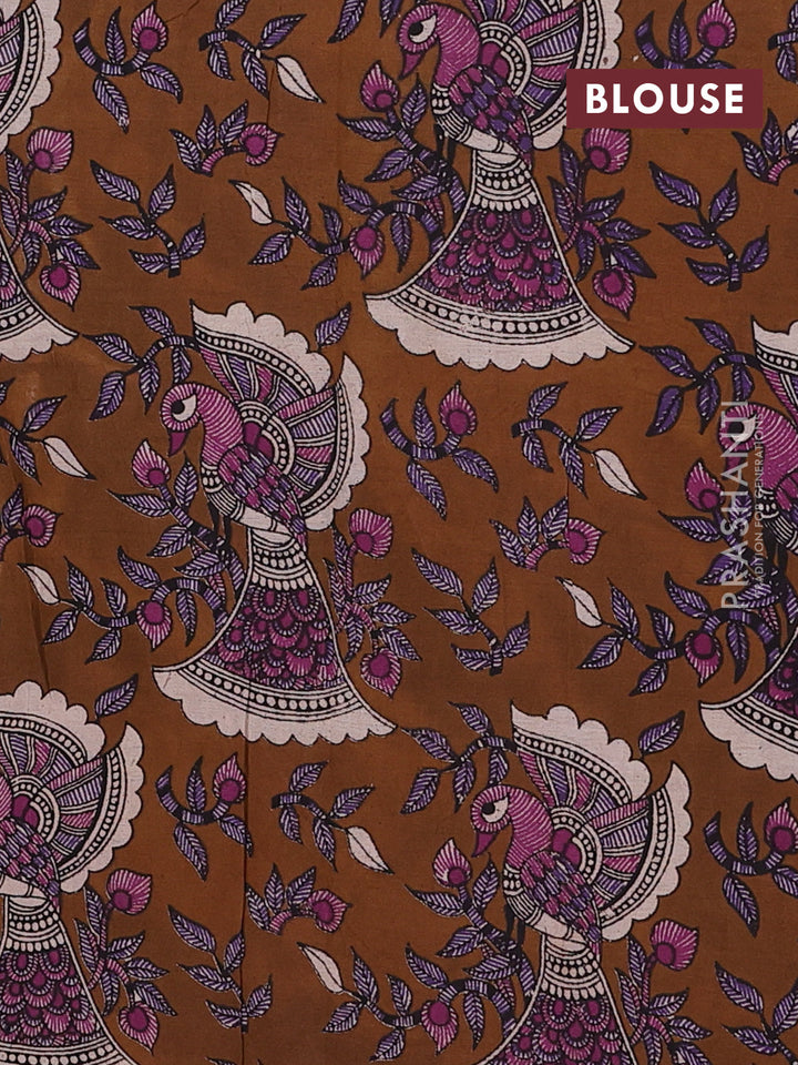 Green & Brown Narayanpet Cotton - Kalamkari Blouse