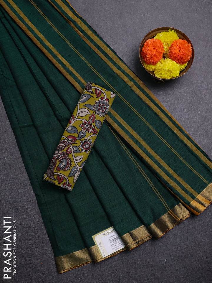 Green & Mehendi Green Narayanpet Cotton - Kalamkari Blouse