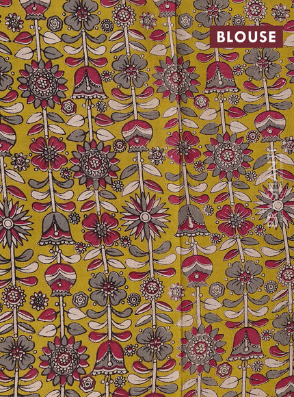 Black & Mehendi Green Narayanpet Cotton - Kalamkari Blouse