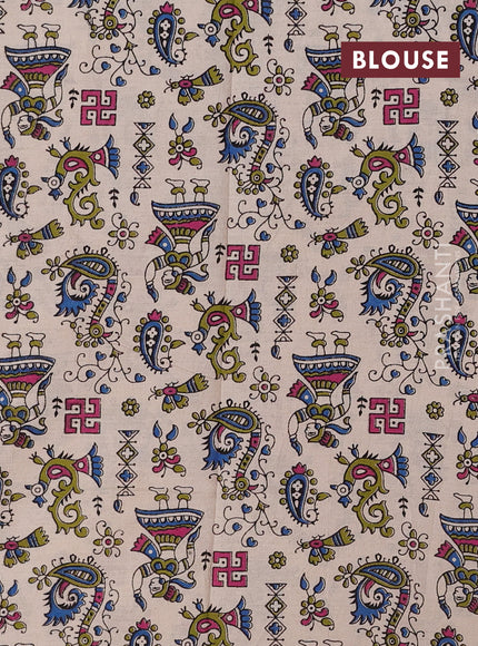 Grey & Beige Narayanpet Cotton - Kalamkari Blouse