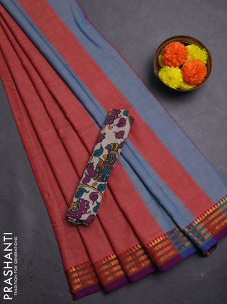 Red & Beige Narayanpet Cotton - Kalamkari Blouse
