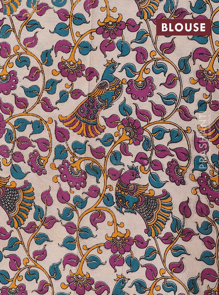 Red & Beige Narayanpet Cotton - Kalamkari Blouse