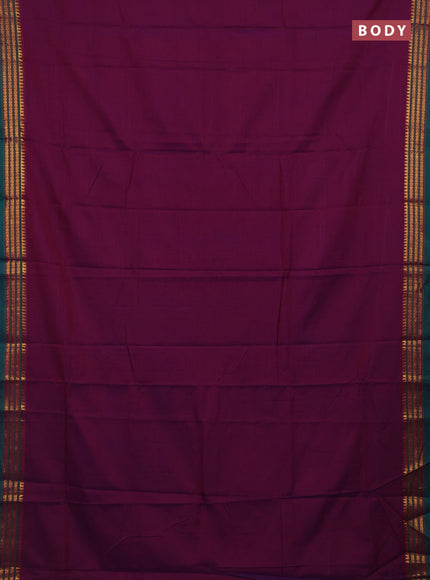 Purple & Peacock Green Narayanpet Cotton - Kalamkari Blouse