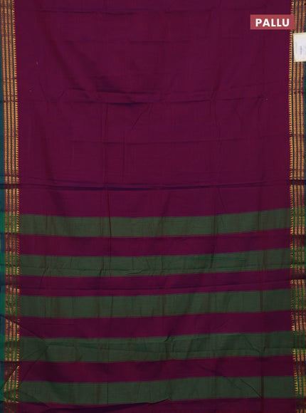 Purple & Peacock Green Narayanpet Cotton - Kalamkari Blouse