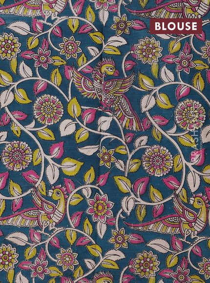Purple & Peacock Green Narayanpet Cotton - Kalamkari Blouse