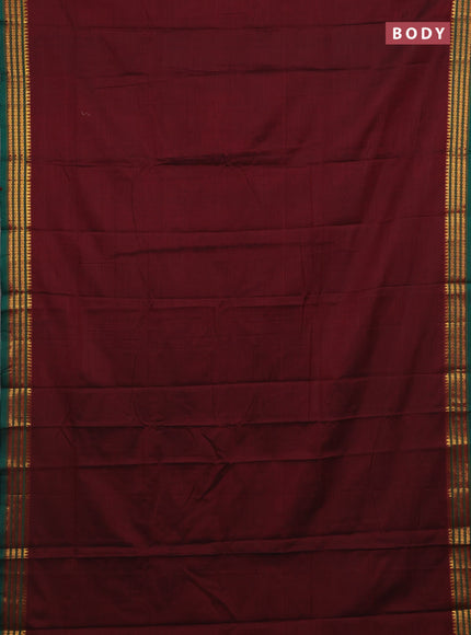 Maroon & Peacock Green Narayanpet Cotton - Kalamkari Blouse