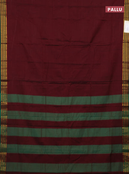 Maroon & Peacock Green Narayanpet Cotton - Kalamkari Blouse