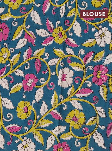 Maroon & Peacock Green Narayanpet Cotton - Kalamkari Blouse