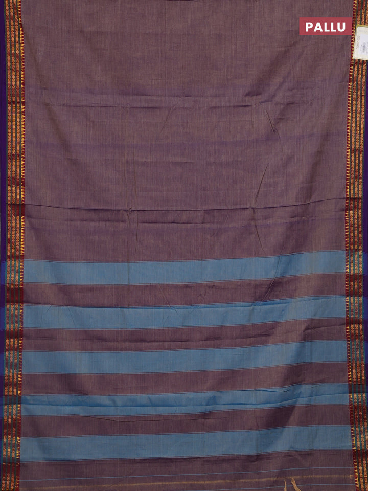 Purple & Blue Narayanpet Cotton - Kalamkari Blouse