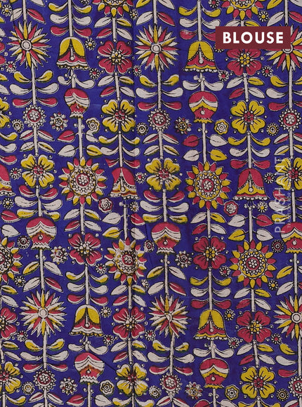 Purple & Blue Narayanpet Cotton - Kalamkari Blouse