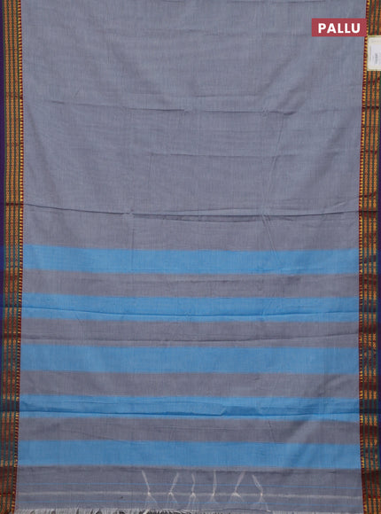 Grey & Blue Narayanpet Cotton - Kalamkari Blouse