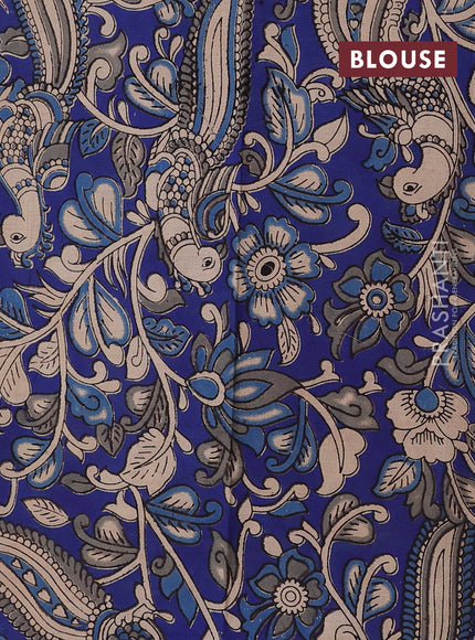 Grey & Blue Narayanpet Cotton - Kalamkari Blouse