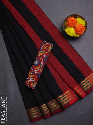 Black & Red Narayanpet Cotton - Kalamkari Blouse