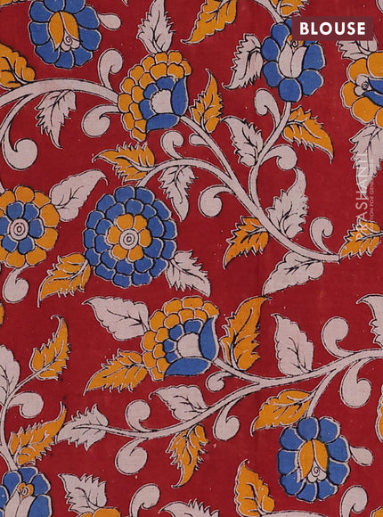 Green & Maroon Narayanpet Cotton - Kalamkari Blouse