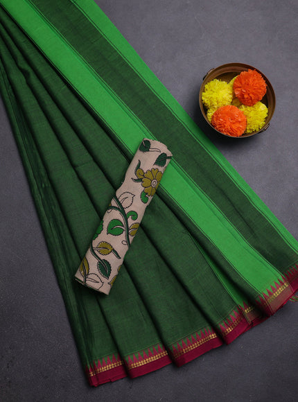 Green & Beige Narayanpet Cotton - Kalamkari Blouse