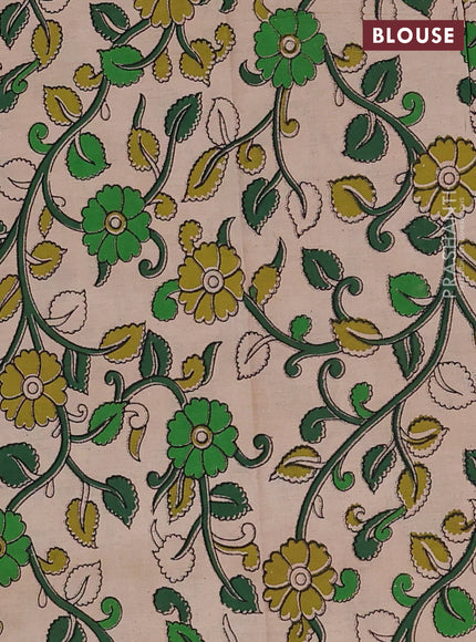 Green & Beige Narayanpet Cotton - Kalamkari Blouse