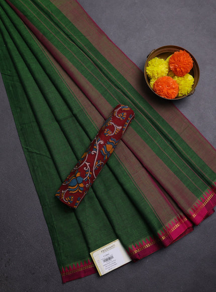Green & Maroon Narayanpet Cotton - Kalamkari Blouse
