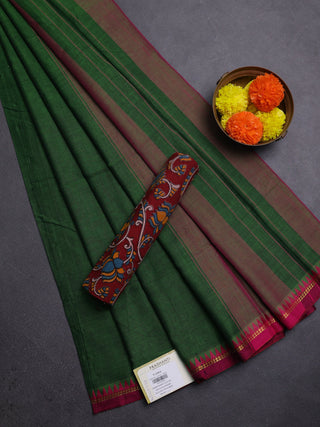 Green & Maroon Narayanpet Cotton - Kalamkari Blouse